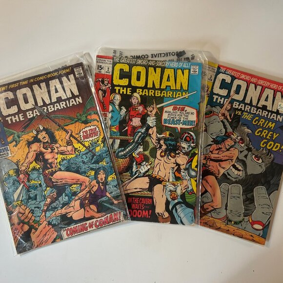 CONAN THE BARBARIAN #1 #2 #3 ~ ORIGIN 1 - 3 Comic 1970 Marvel Lot ~ RARE Books - Picture 1 of 8